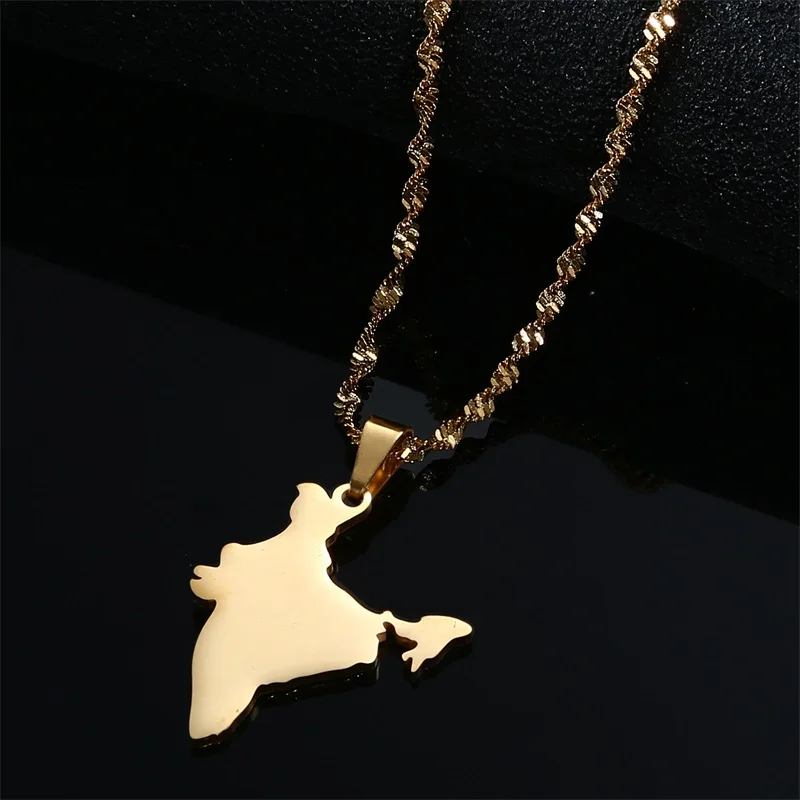 India Map Pendant Necklaces Silver Gold Charms Indian Jewelry