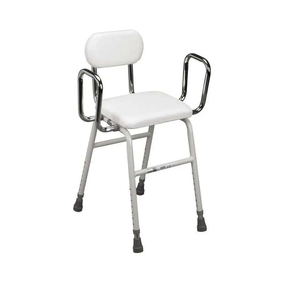

12455 Adjustable Height Stool with Back and Arms White