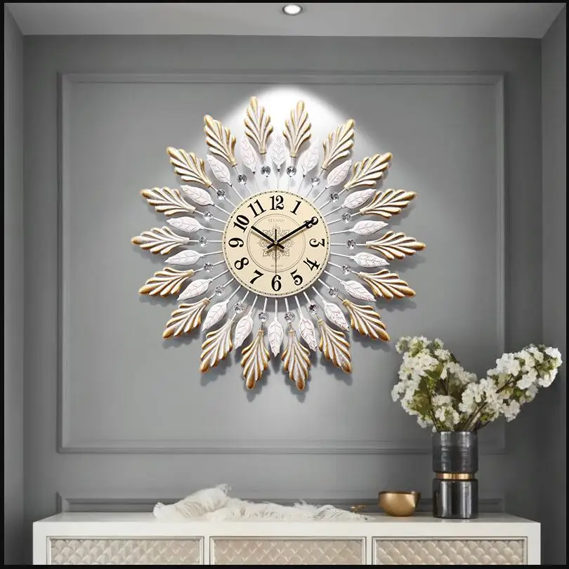 American wall clock living room bedroom silent wrought iron fashion decoration light luxury art