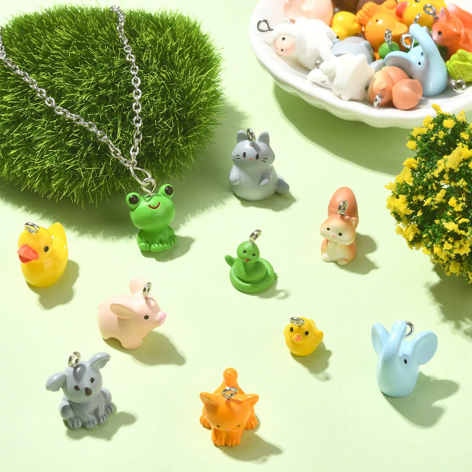 PandaHall 30 Stück Gemischte Stile Opake Harz 3D Tier-Anhänger Niedliche Bauernhof-, Zoo- und Waldtiere für DIY Schlüsselanhänger Schmuckherstellung – Detail 6