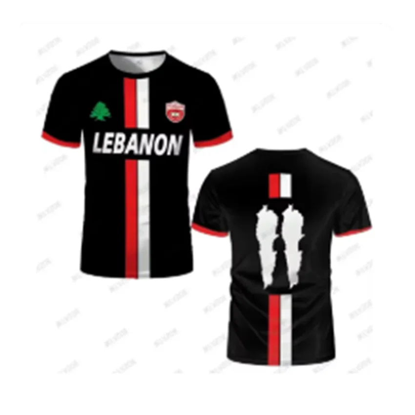 Camisa de futebol do líbano t camisas adulto & luz luxo digital impresso esportes uniformes de futebol masculino bandeira libanesa roupas