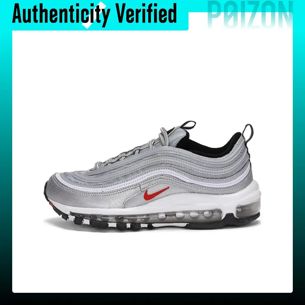 Nike Air Max 97 'Silver Bullet Sports Abrasion Resistant Breathable Low top Casual Shoes Women's Gray 2022 Edition DQ9131-002