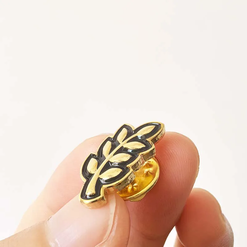 

100pcs Factory Production 3D Freemason Brooch Sprig of Acacia Leaf Badge Enamel Lapel Pin