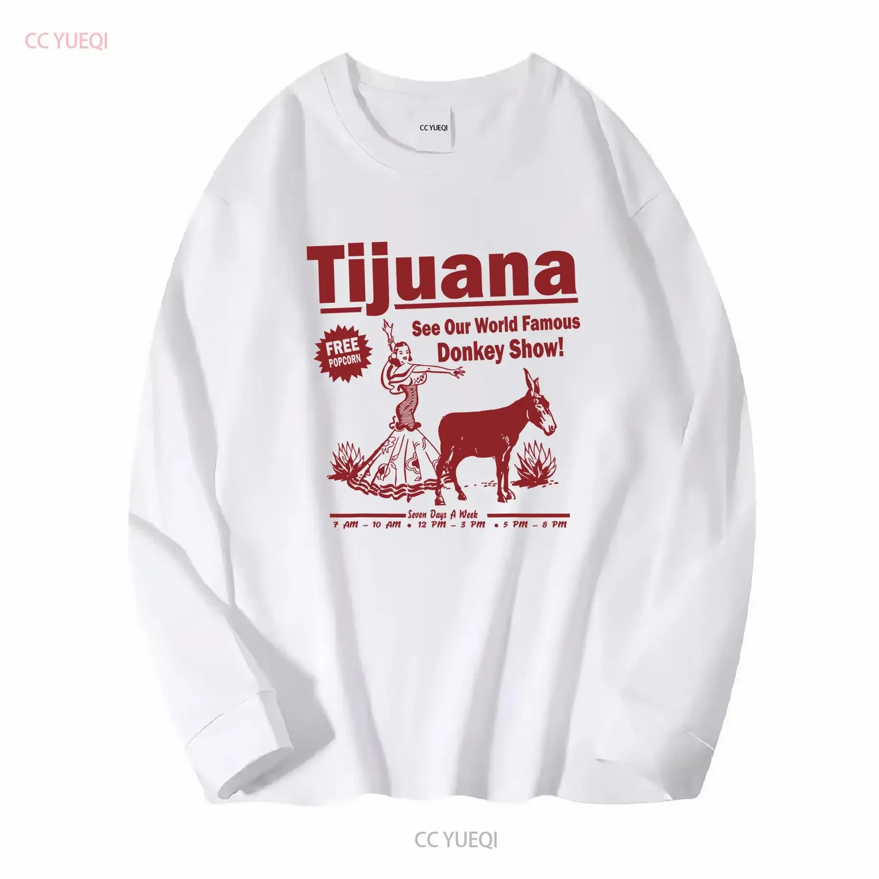 Funny T Shirt Tijuana Donkey Show Essential vintage Washed streetwear fashion Stretched Soft Top For Everyday Wear Slightly