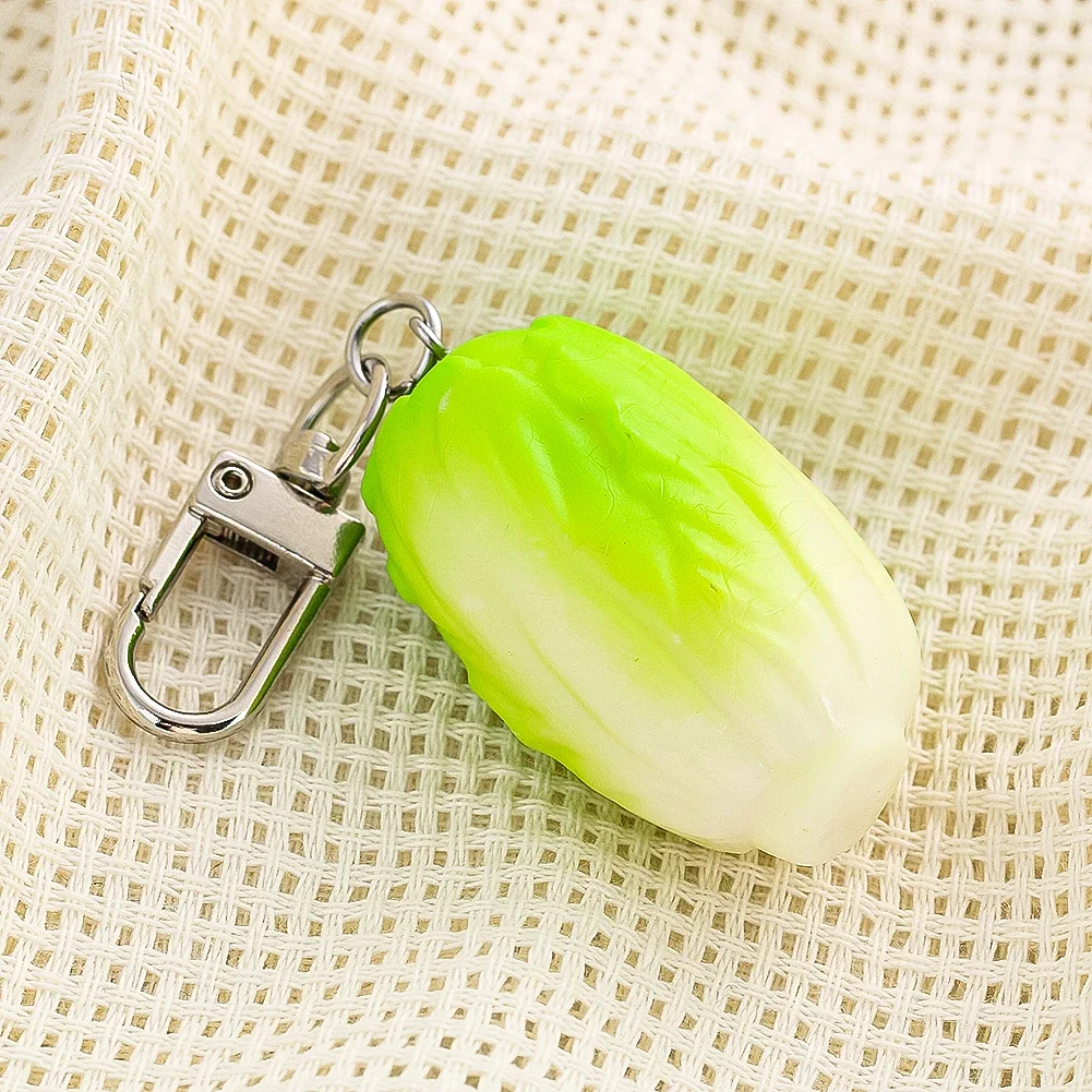 PVC Simulation Vegetable Cabbage Model Food Key Chain Pendant Creative Key Ring Small Fresh Earphone Bag Jewelry Student Gift