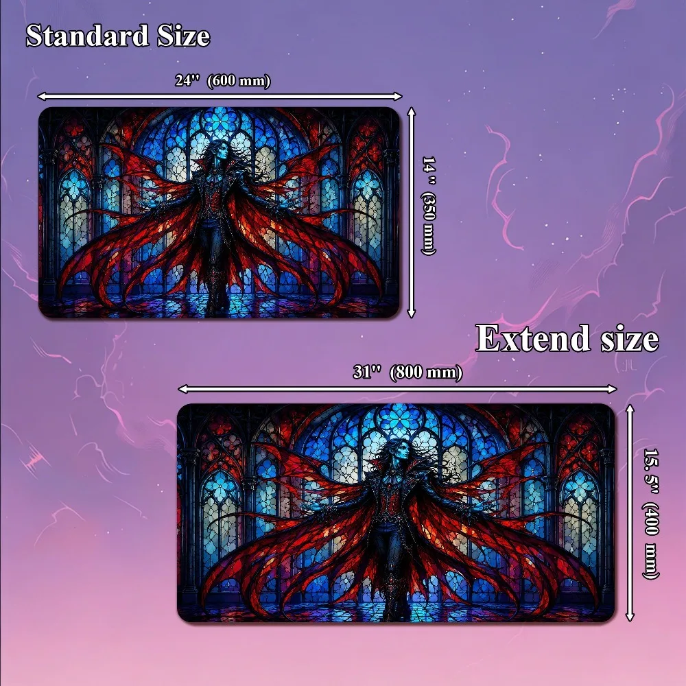 MTG Playmat - Stained Glass Vampire Custom Tcg Playmat,  Zone &Seam Options desk accessories alfombrillas para escritorio