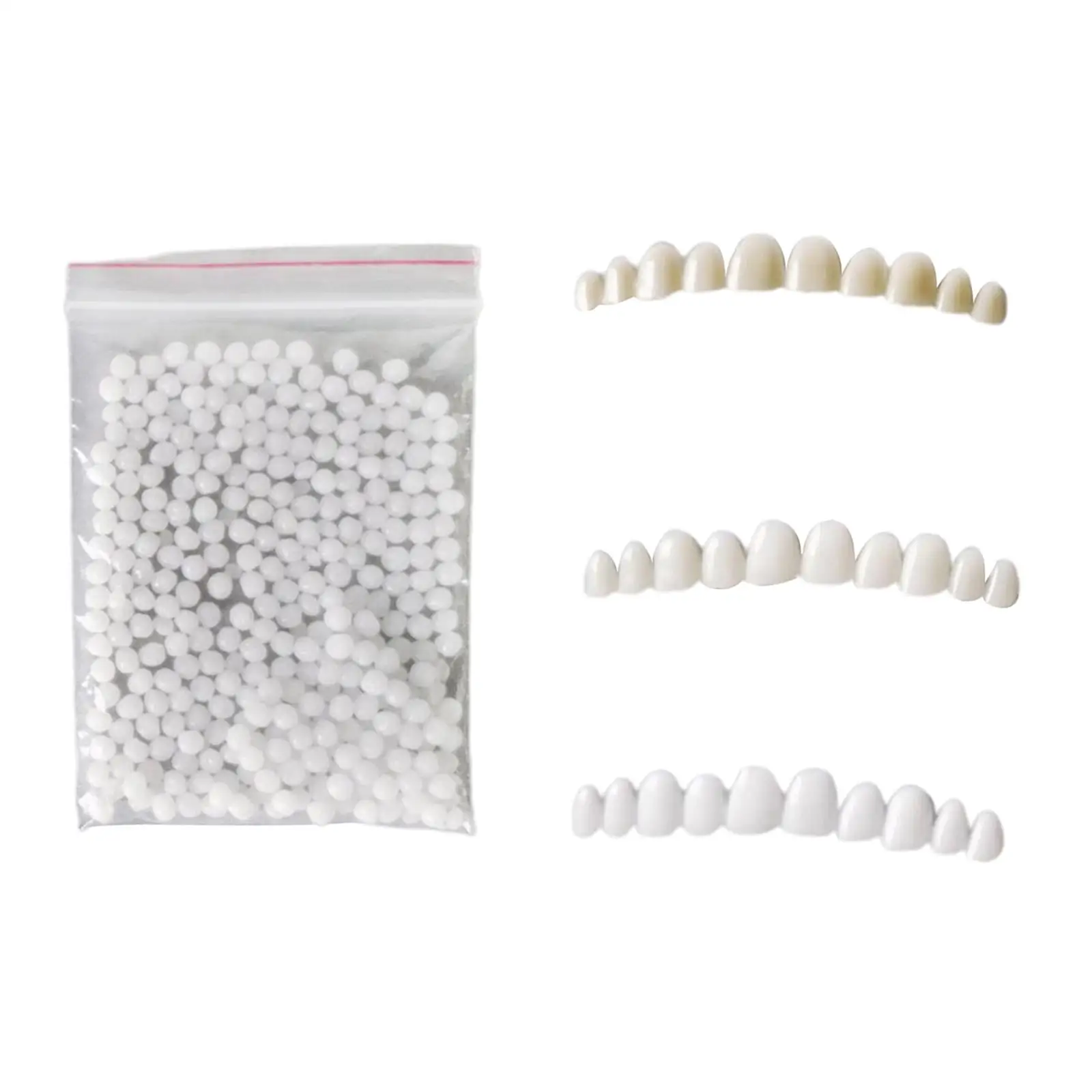 Silicone Reusable Teeth Veneers with Adhesive Fitting Beads Temporary Teeth