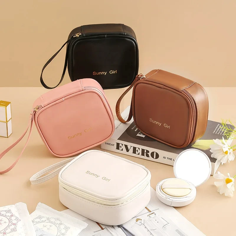 Pu Leather Makeup Bags Mini Bag Square Cosmetic Organizer Lipstick Bags Coin Purse Outdoor Travel Pouch Women'S Necessaries