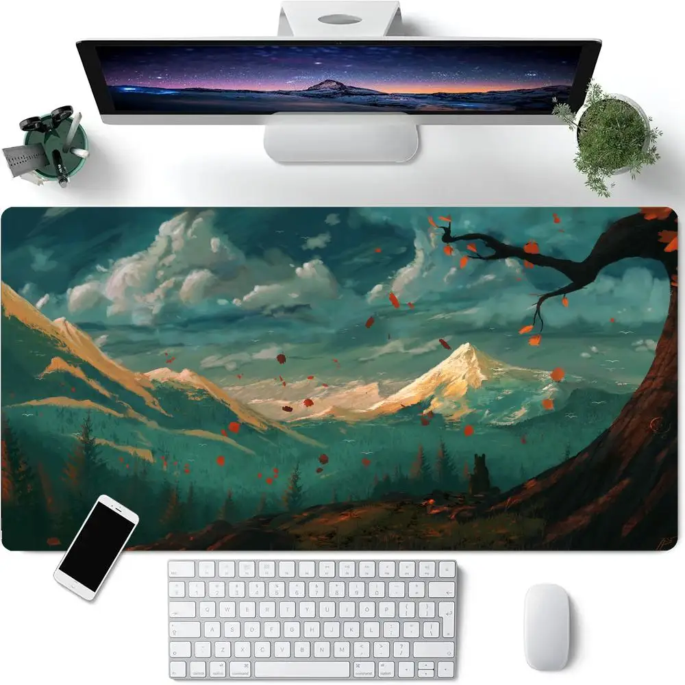 

Green Forest Landscape Mouse Pad Large Rubber Anti-slip PC Desk Accessories Mousepad for Office & Gamer Keyboard Mat Decor Rug