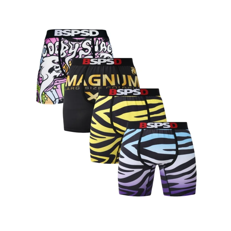 4 قطعة الرجال الملابس الداخلية الملاكمين مثير تنفس رجل boxershort موضة طباعة الرجال سراويل السروال رجل الملاكمين ملخصات جذوع #6