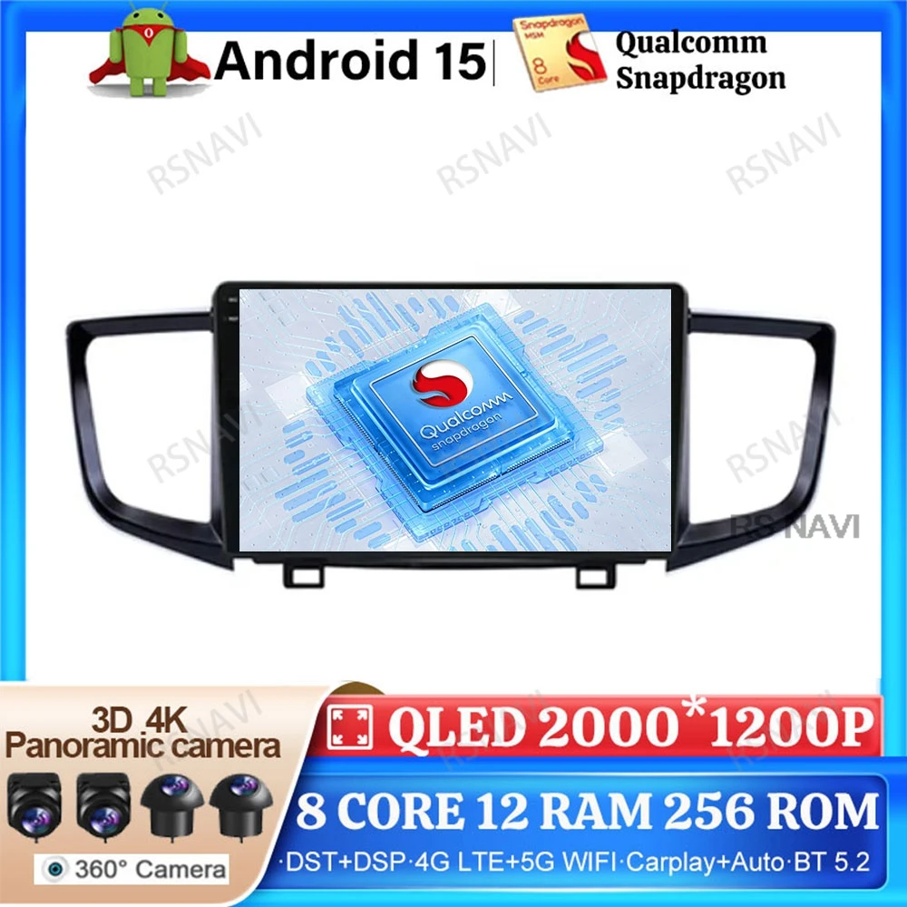 Rádio do carro android 15 para honda piloto 2016 2017 2018 2019 viedo player dsp gps multimídia autoradio unidade principal navegação dvd qled