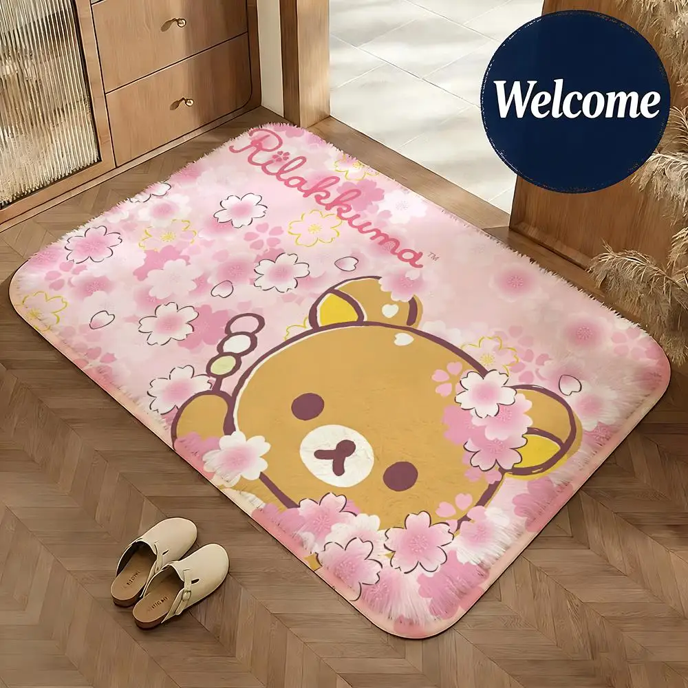 Weiche Flanell-Bodenmatte mit Rilakkuma-Motiv, rutschfeste, saugfähige Fußmatte für Badezimmer, Schlafzimmer, Heimdekoration, Teppich – Detail 18