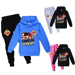 Fireman Sam Hoodie Suit Kids Clothes Children's Clothing Boys Hooded Sweatshirts Pants 2pcs Sets 2-16Years