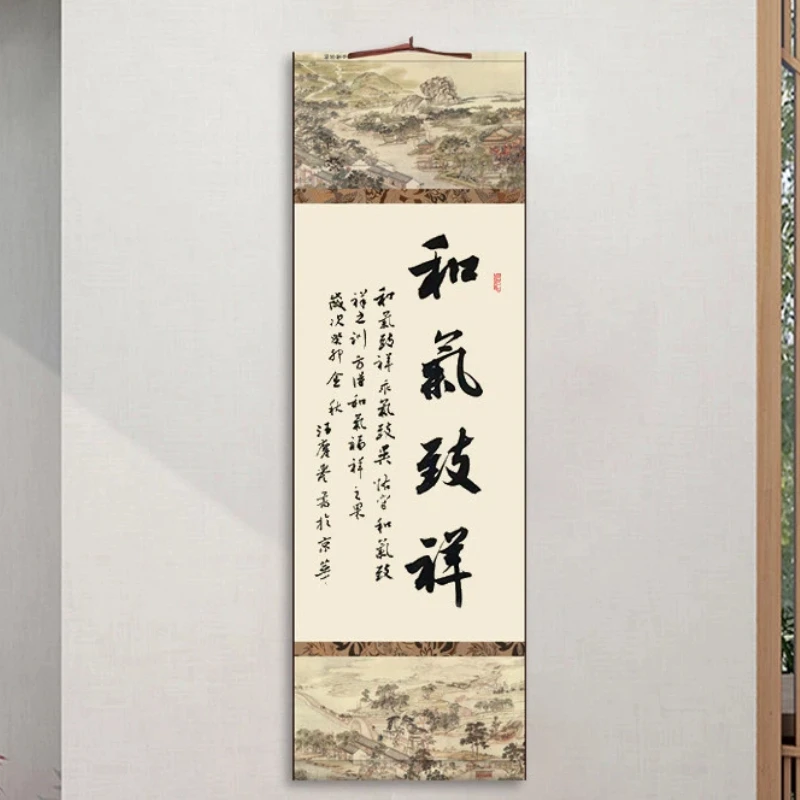 Semi-Raw Xuan Paper Hanging Scroll Chinese Mounted Rice Paper Scroll Calligraphy Ink Painting Writing Practice Wall Art Decor
