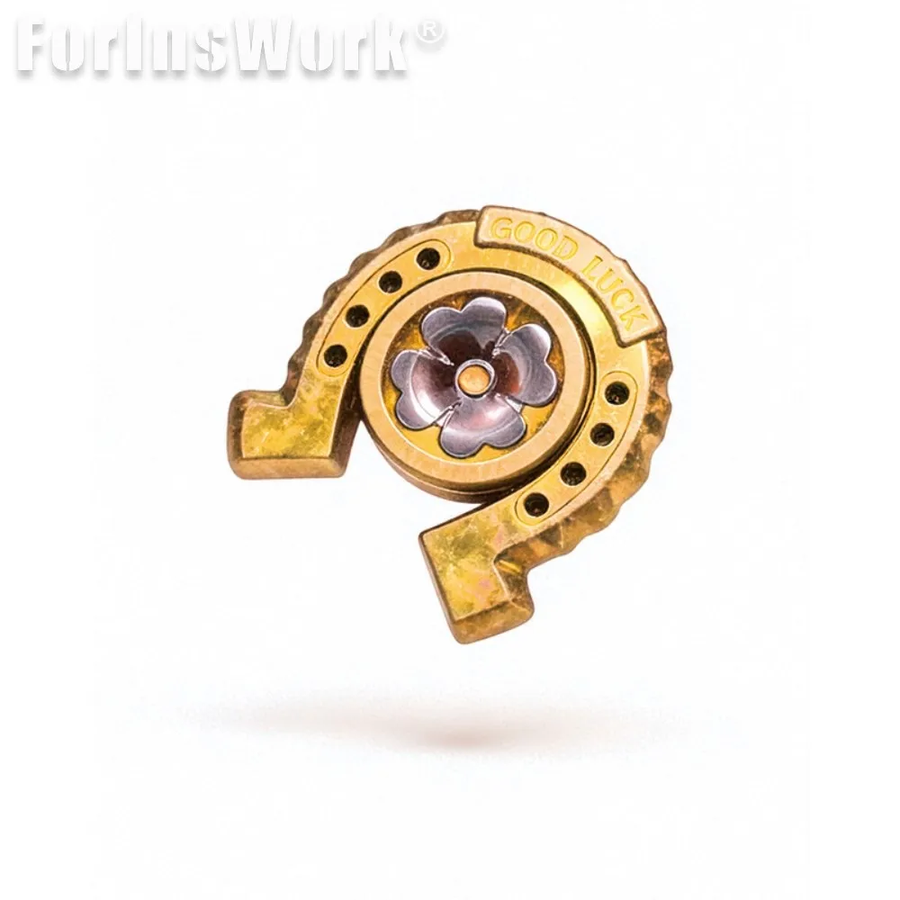 YNEDC Lucky Horseshoe Fidget Spinner Ice Crystal Titanium Silver Fidgets Toys