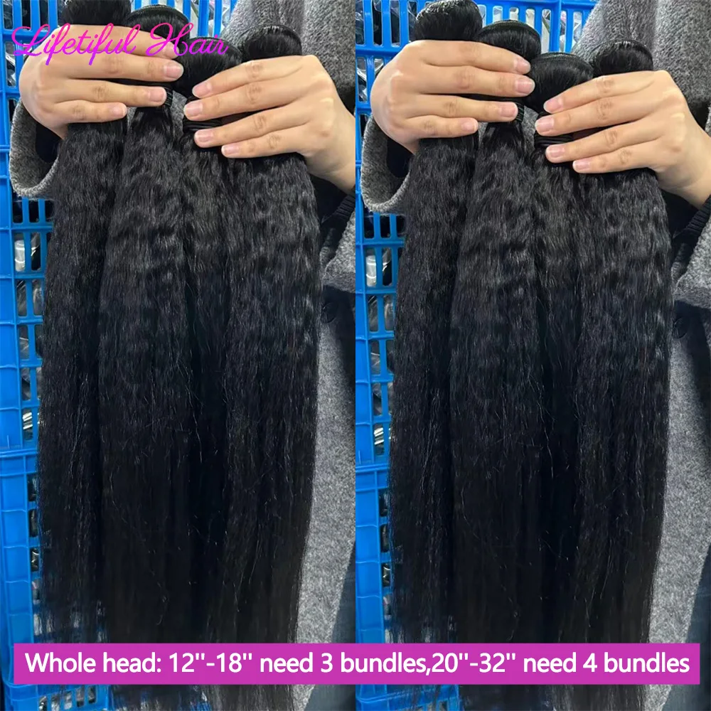 

Kinky Straight hair extensions Yaki Straight Human Hair Bundles 100% human hair 12A Unprocessed Virgin Full and Thick Bundles