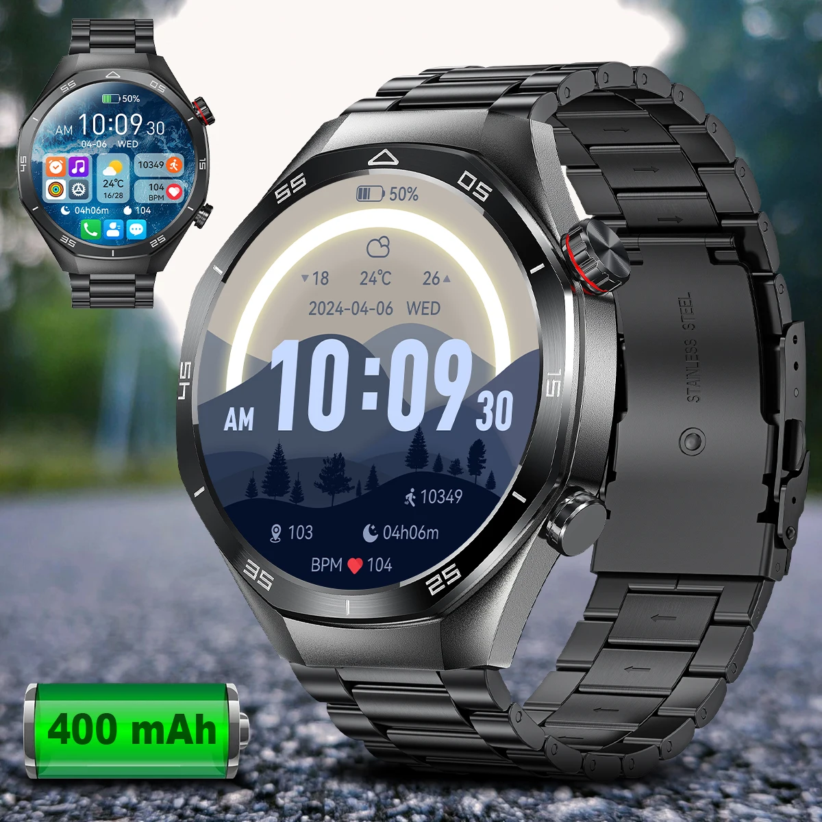 

LIGE Business Smart Watch Men Bluetooth Call Music Voice Assistant Men Watch Sport Heart Rate 400mAh Bettery New Smartwatch Man