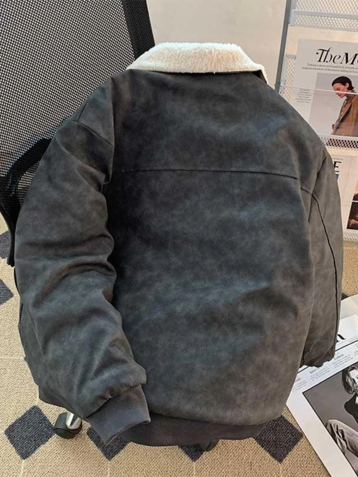 Vintage Fleece-Lined Padded Parkas Men's Winter Suede Cotton Coat Jacket Oversized Casual Sporty Warm Coat Retro Outerwear