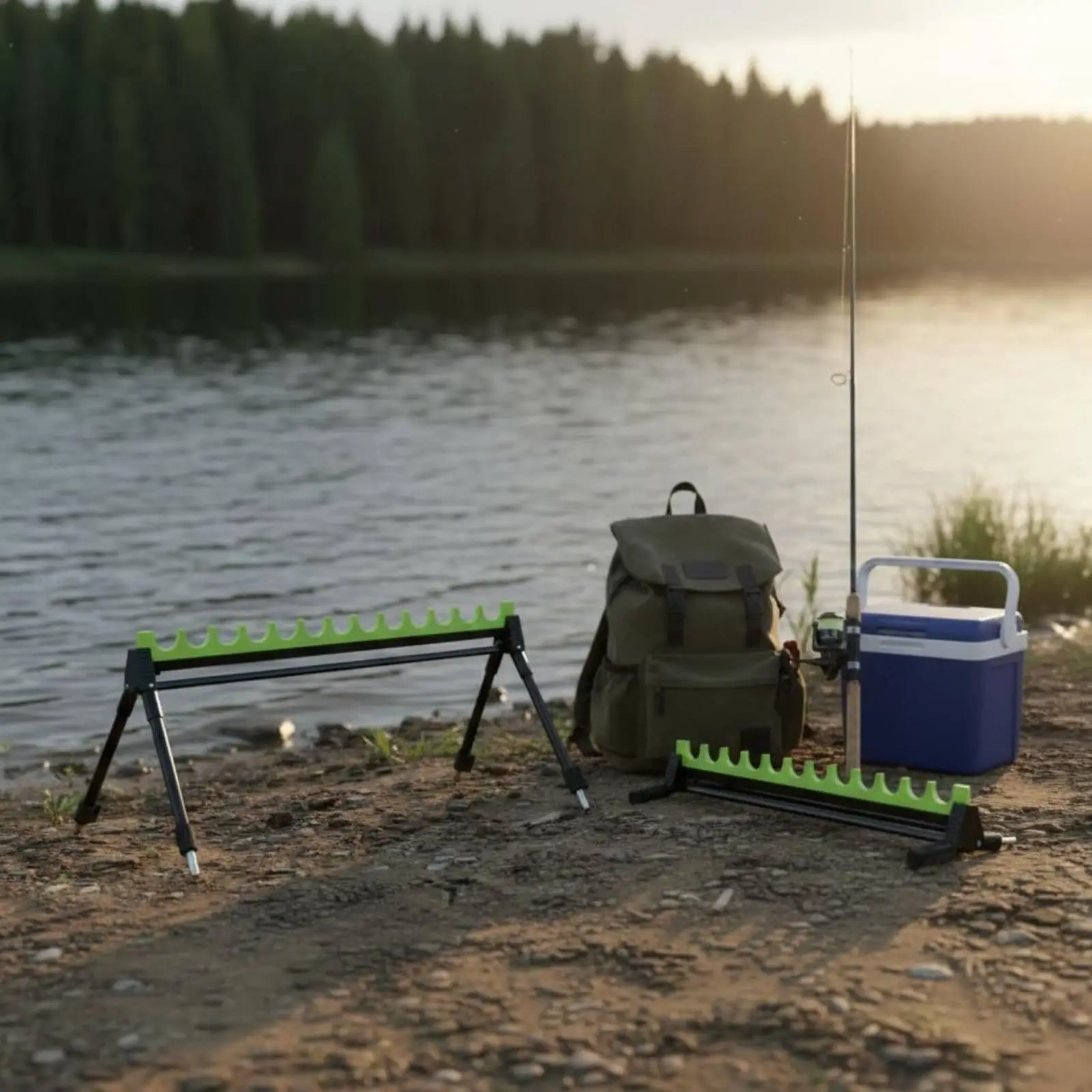 Telescopic Fishing Rod Stand Portable Folding Bracket Multi Slot Rack for Outdoor Angling Bank Use