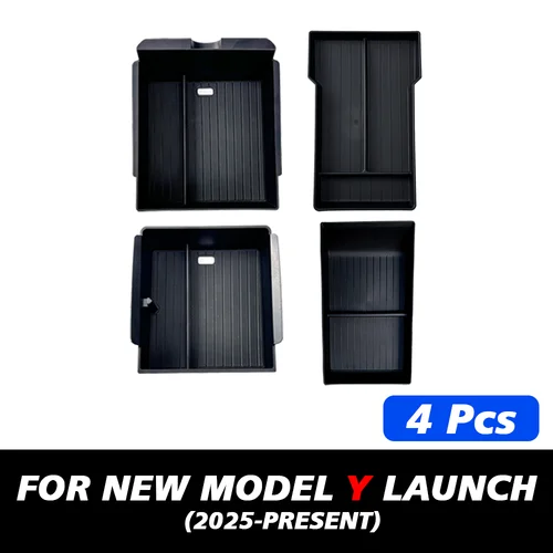 Imagen 2 del producto 1/2/3/4/6/7/8 piezas para Tesla Nuevo Modelo Y 2025 Lanzamiento Juniper ABS con tapete antideslizante de silicona para consola y caja de almacenamiento para reposabrazos y portavasos