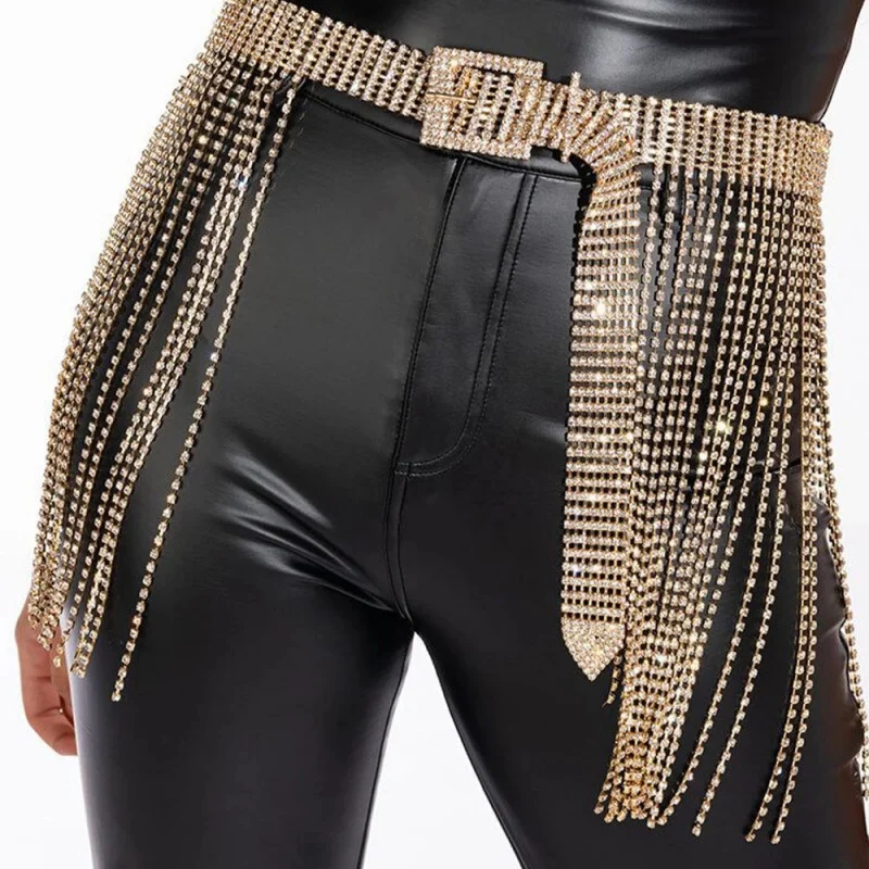 الجسم سلسلة عبر الحدود جديد حجر الراين الخصر سلسلة الراقية حزام مشبك مطعمة الماس شرابة مثير بيكيني تنورة الجسم سلسلة #2