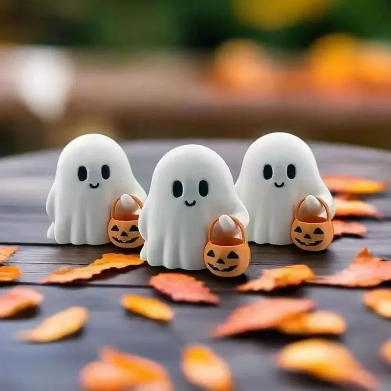 3Pcs  Halloween Ghost Creative 3D-Printed Decor – Playful Mini Ghost Figurine Gift for Desk Decoration