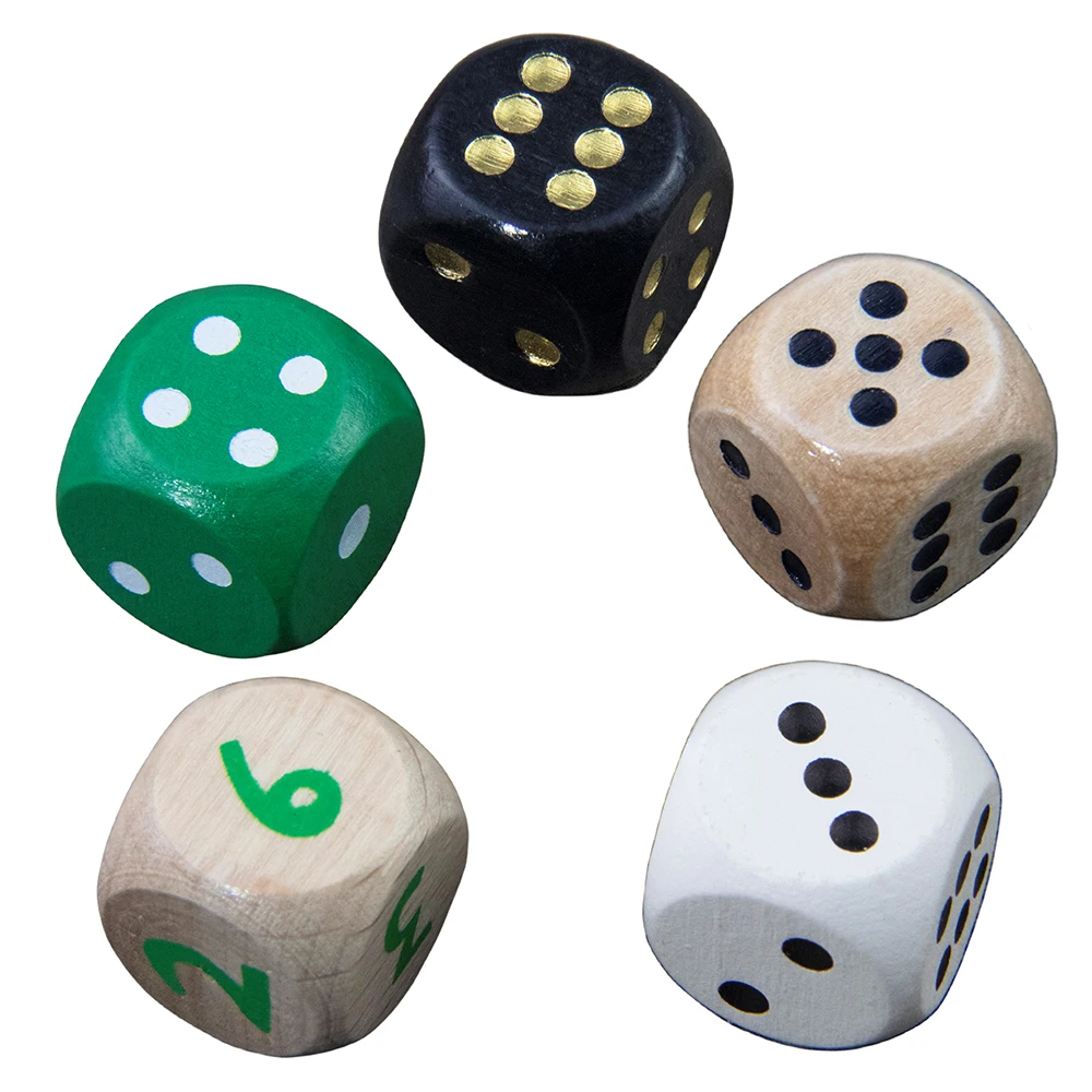 

5 шт., 16 мм деревянные игральные кости