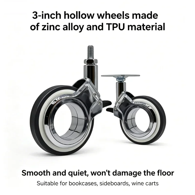 (5 Packs)-Anti-entanglement aluminum alloy universal office wheel/hollow wheel swivel chair caster gaming computer office pulley