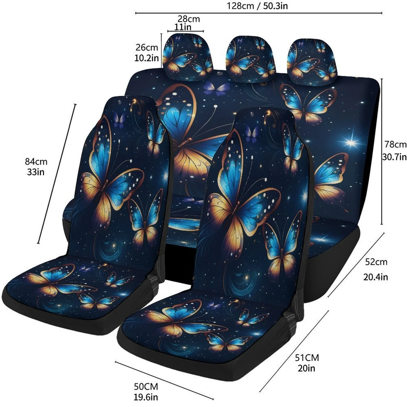 Car Seat Cover Set Featuring A Butterfly Dream Design, Suitable For A Variety Of Vehicles. These Stylish And High-Quality Covers