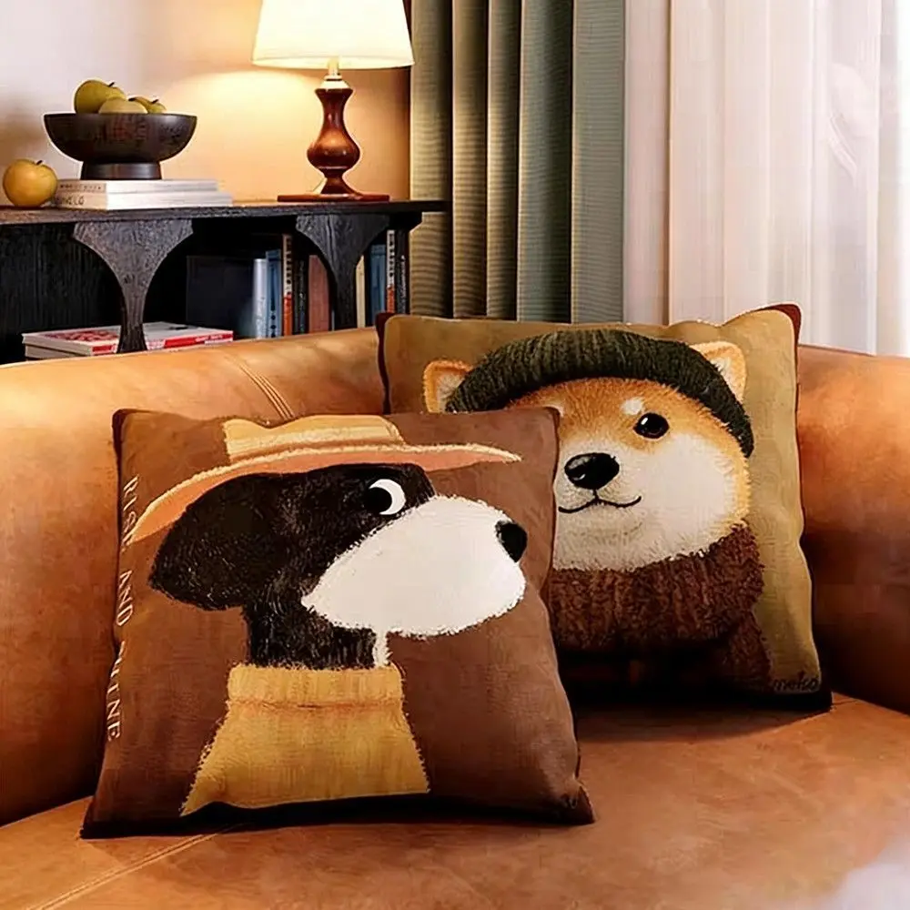2026 medieval style light luxury high-end throw pillow cartoon dog sofa living room cushion