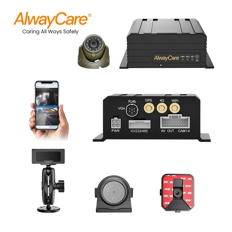 AlwayCare 1080P AHD AI ADAS GPS/BeiDou Night Vision Dual Safety Driving Monitoring System with BSD 4 Channels