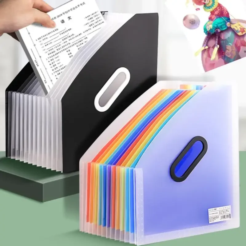 1pc Plastic Vertical Portable Folder Expandable Organ Bag Office Files Available Multi-layer Student Specific Paper Organizer