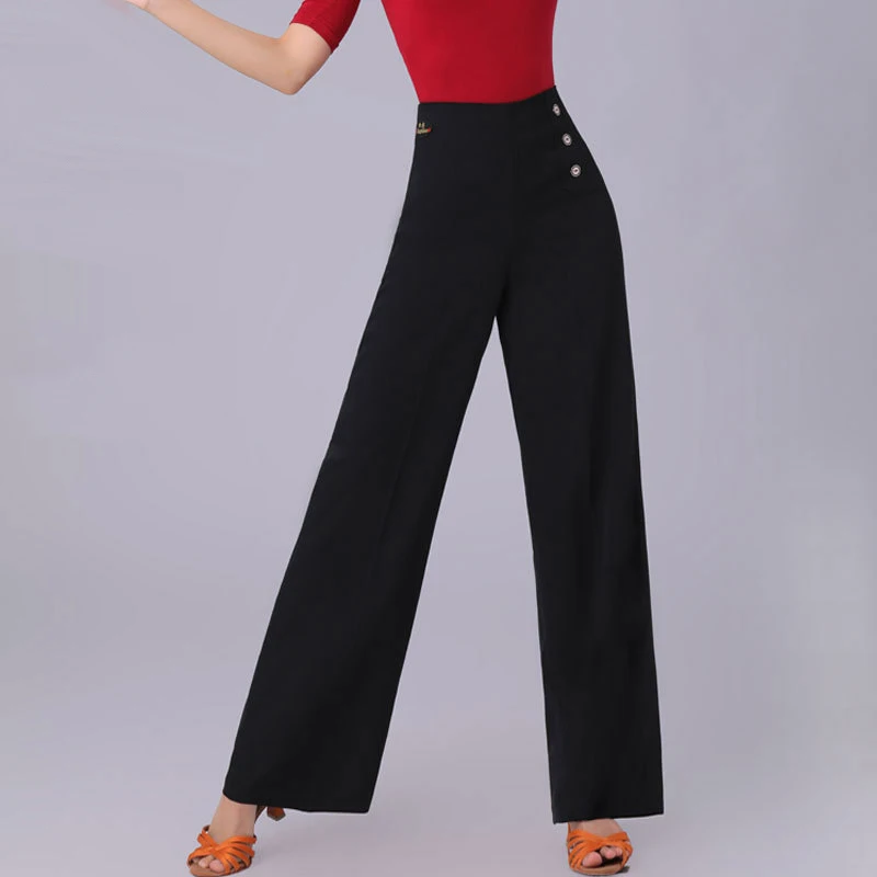 Pantaloni da ballo da sala in 3 colori Valzer Pantaloni da ballo moderni Pantaloni da ballo latino a vita alta per adulti Abbigliamento da pratica per palcoscenico DW10951