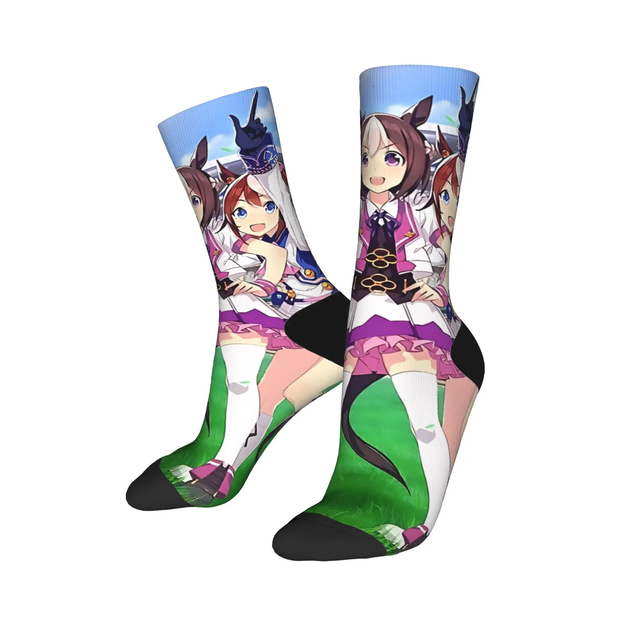Uma Musume Pretty Derby Anime Socks  Non Slip Stockings Women Men Comfortable Running Socks Autumn Elegant Pattern Socks