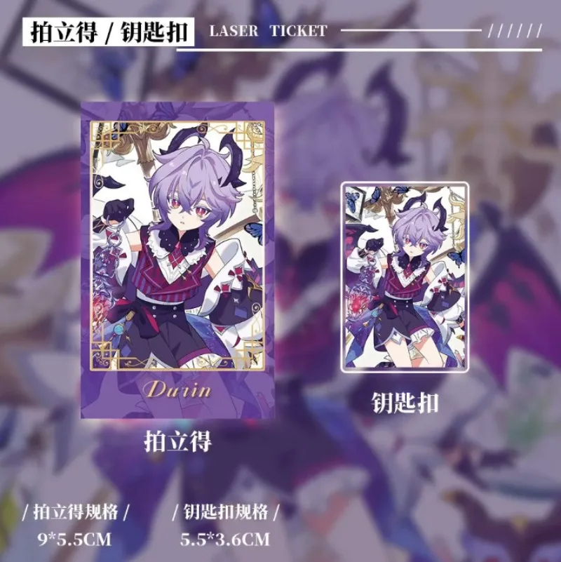 أنيمي جينشين تأثير دورين تأثيري قلادة المفاتيح اللوحة الاكريليك حامل شارة الليزر تذكرة الدائمة علامة ورقة ملونة #5
