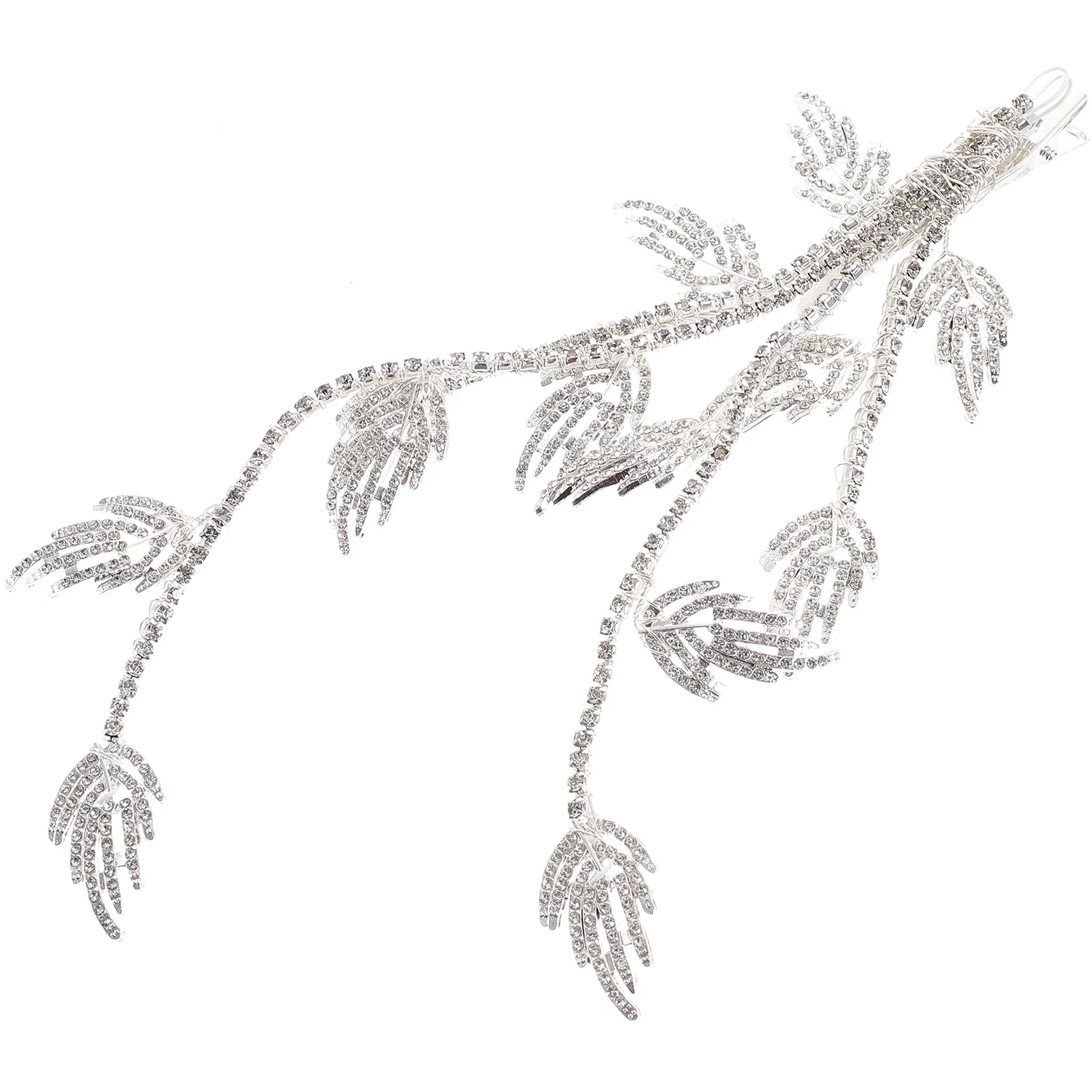 

Rhinestone Hair Accessories Bridal Hair Clips Bridal Headpieces Silver Barrettes Prom Wedding Hairstyle Leaf Design