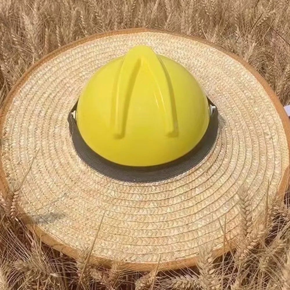 Large Brim Construction Safety Hats Brim Breathable Sun Protection Sunshade Work Straw Caps Neck Protect