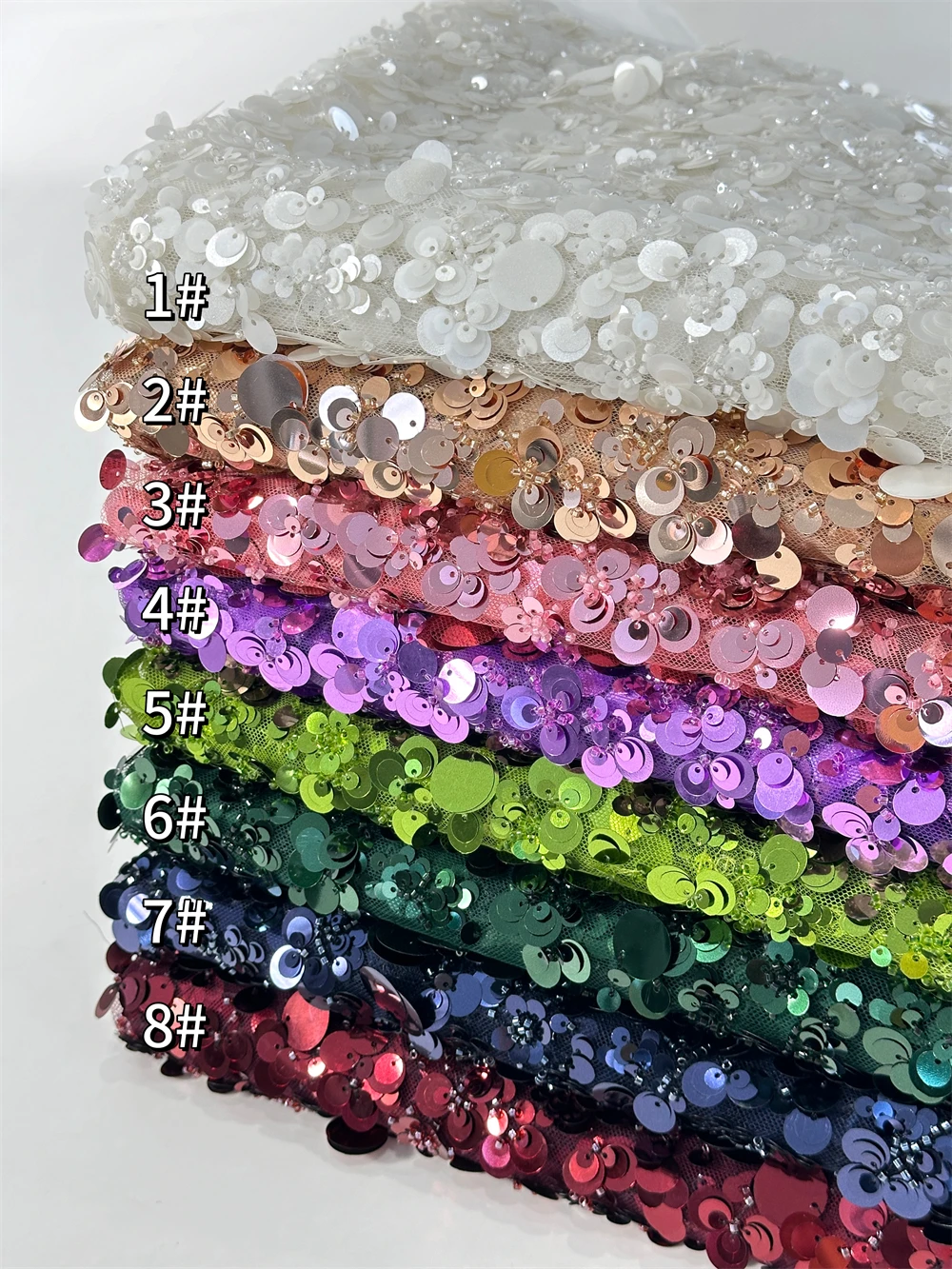 

5 Yards African Nigerian High-End Luxury Beaded Embroidery Lace with French Sequins Net Fabric for Wedding Party Women's Dresses