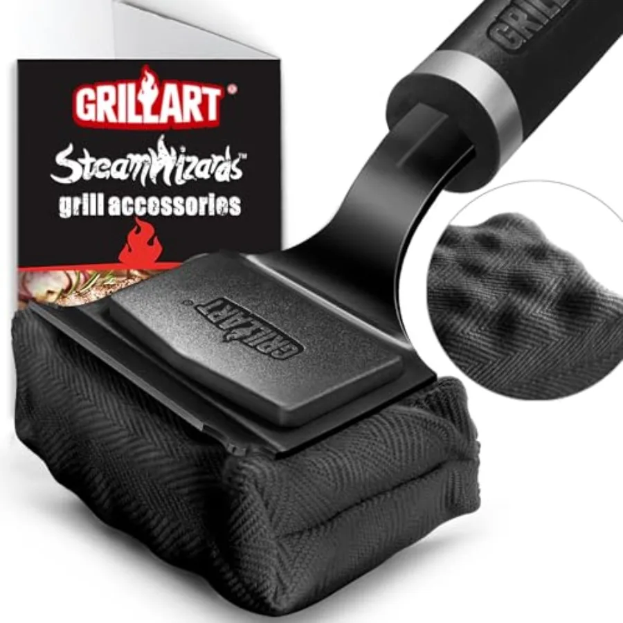 

Grill Brush Bristle Free - Sfe 17" Long Hndle with Built-In Solid Scrper - Stem Clen Stubborn Grese Hed - Reinforced BBQ ccesso