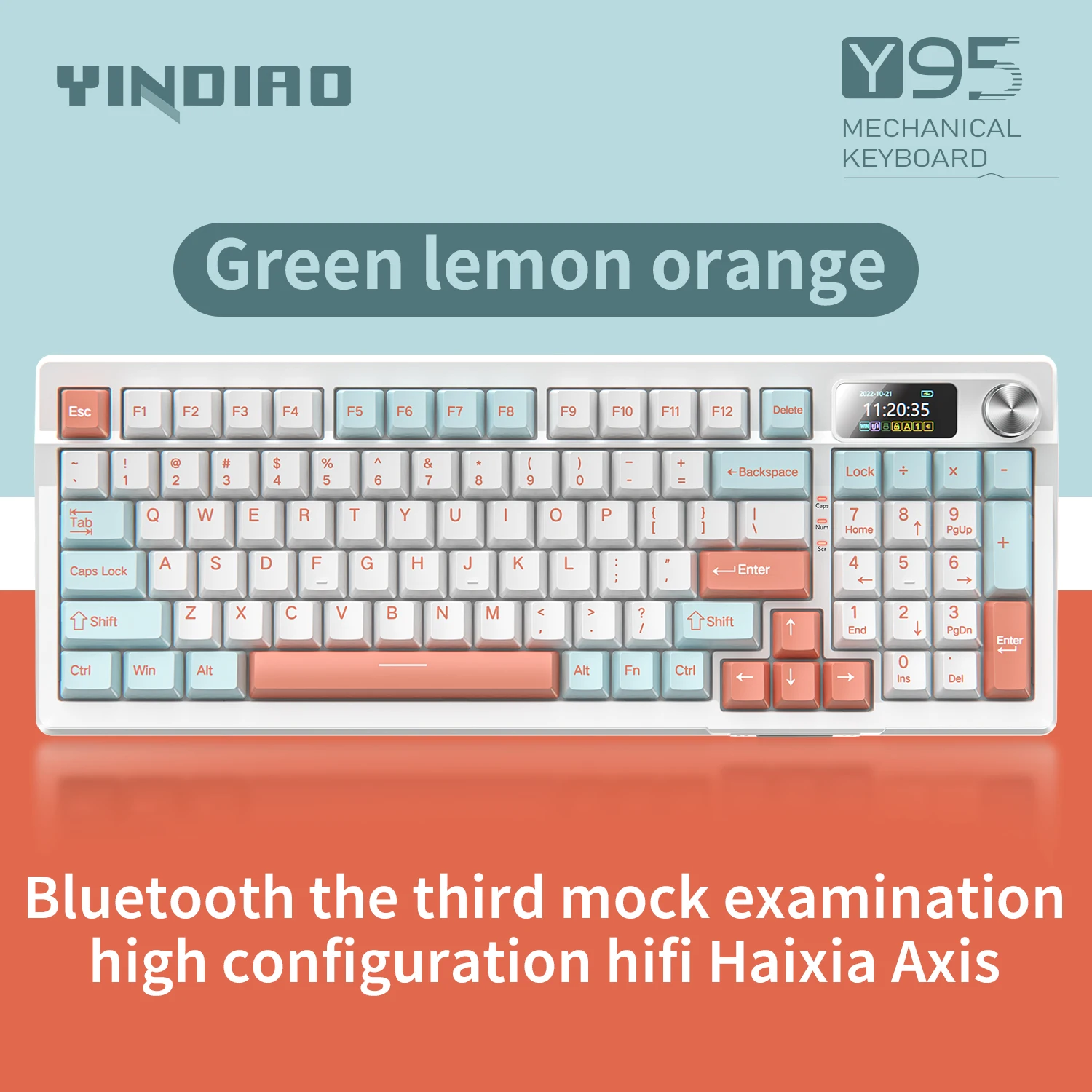 YINDIAO Y95-Key Multifunctional Knob Wireless Bluetooth Mechanical Keyboard RGB,Full Key Hot Swappable,Windows&Mac