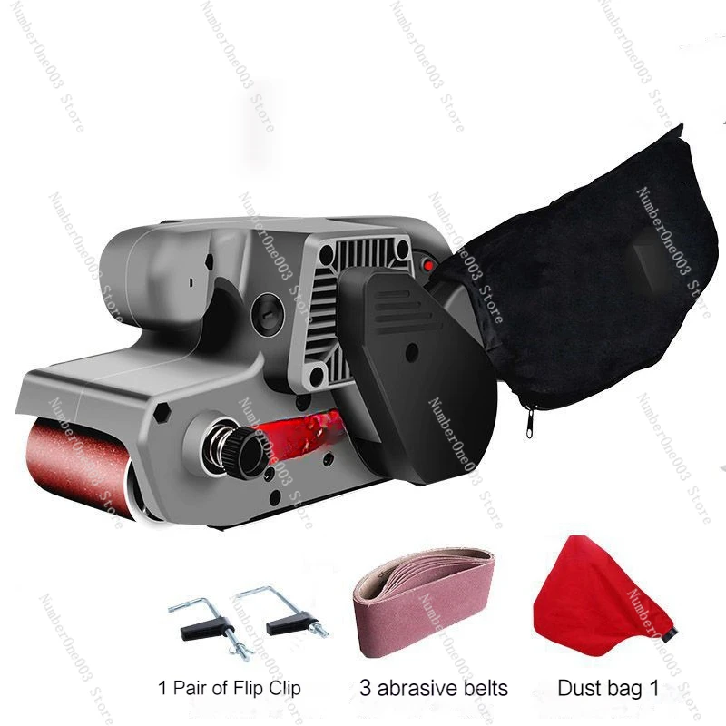 Electric Woodworking Belt Polishing Machine, Dust Bag Sanding Belt, Hand 220V Lifting, Flat Bottom Sanding Machine, HBS76B