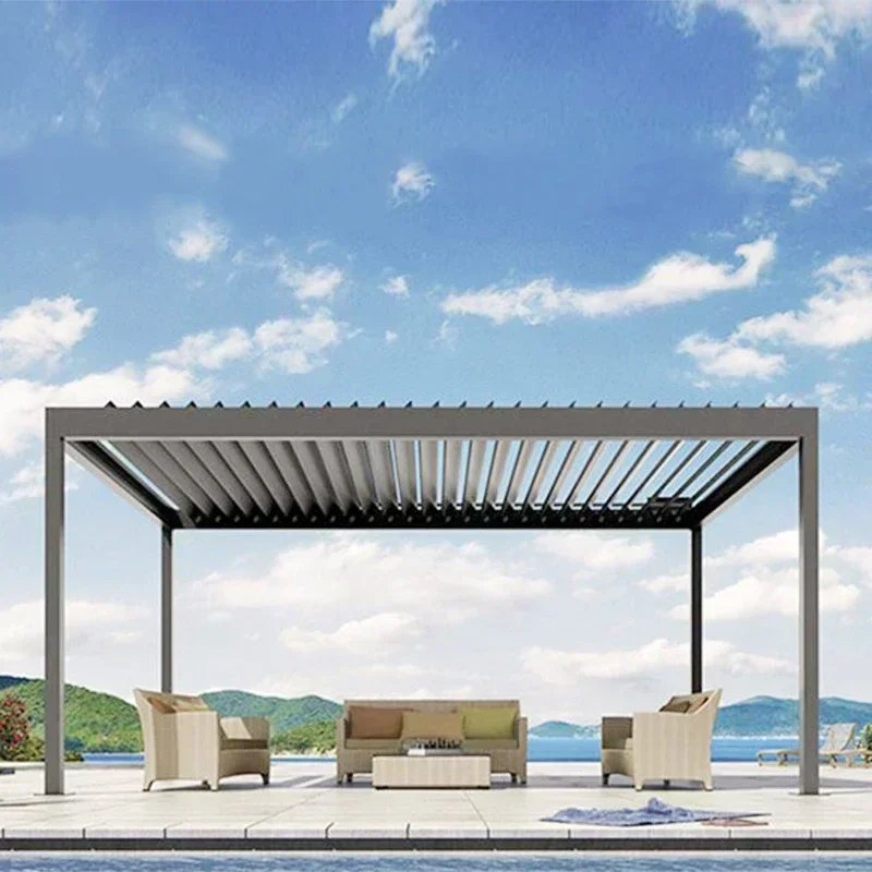 Electric Open Shutter Roof Waterproof Gazebo Pergola Outdoor Pergola Bioclimate