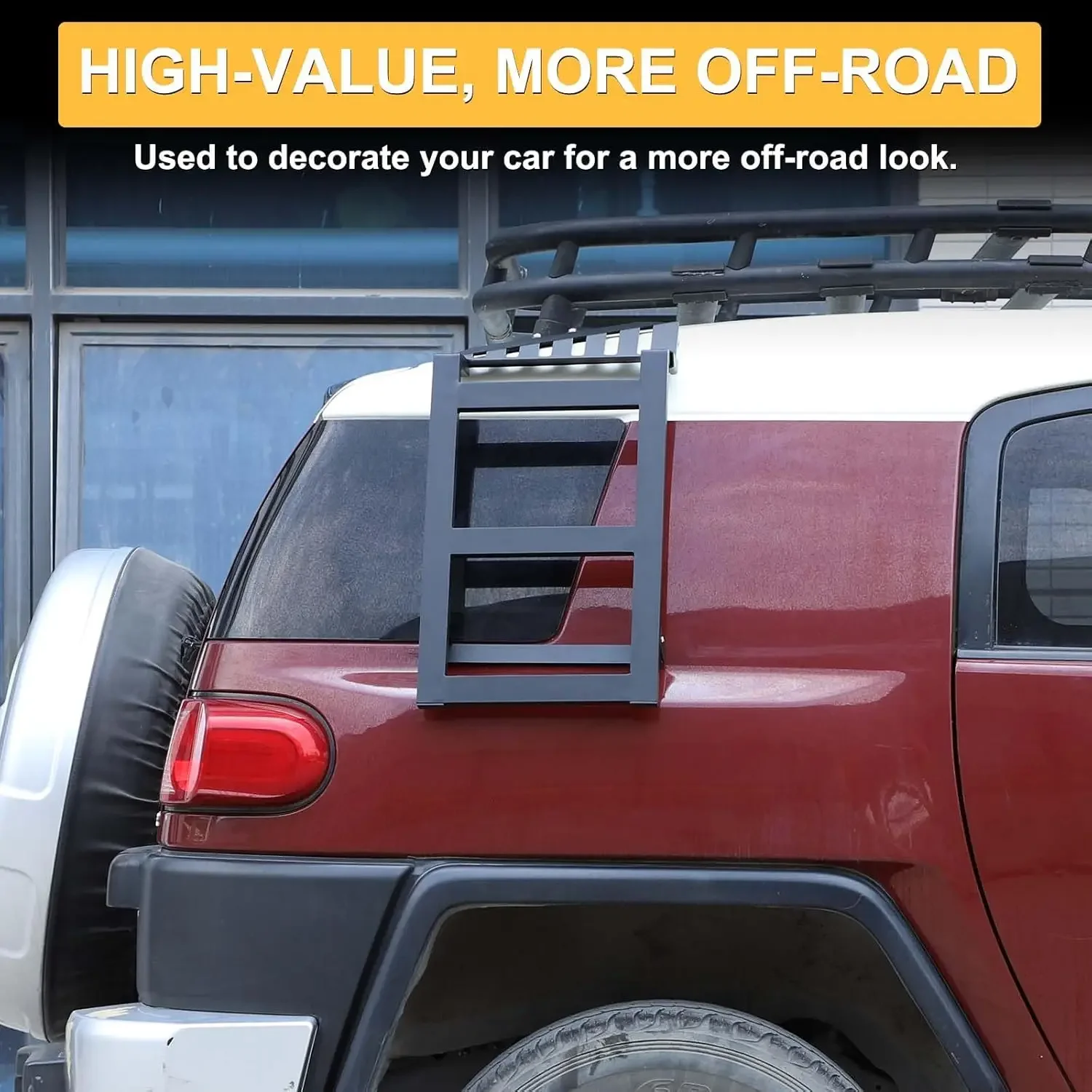Aluminum Alloy Car Rear Side Window Roof Step Ladder For Toyota FJ Cruiser 2007-2021 Side Access Ladder Roof Rack Accessories