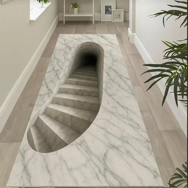 Gray Stone Runner Rug Non-Slip Cotton Woven Hallway Rug Deep Room Shoes Room Living Room Mat Bedroom Kitchen Washable Carpet