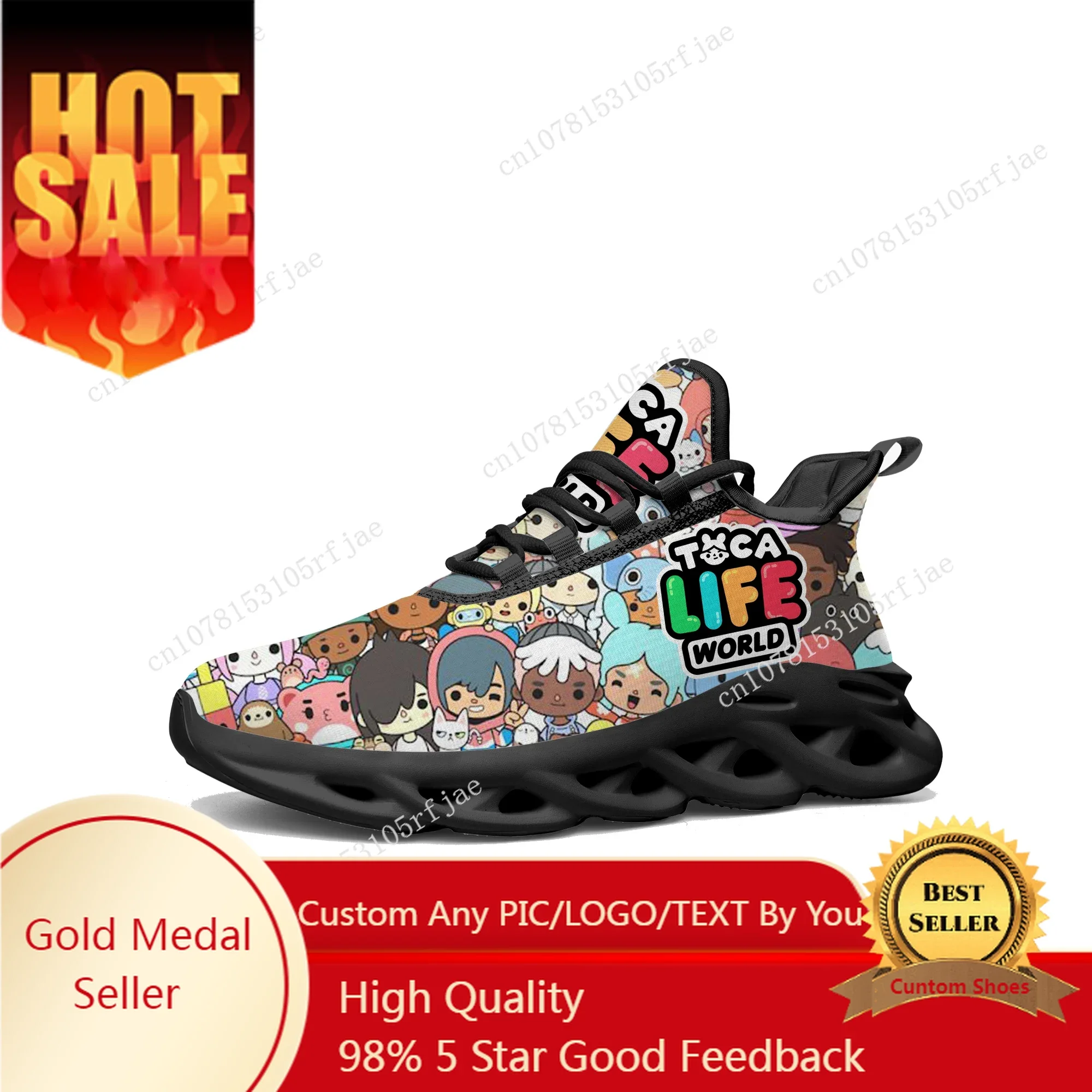 

Toca Life World Flats Sneakers Cartoon Game Mens Womens Teenager Sports Running Shoes Tailor Made Lace Up Shoes