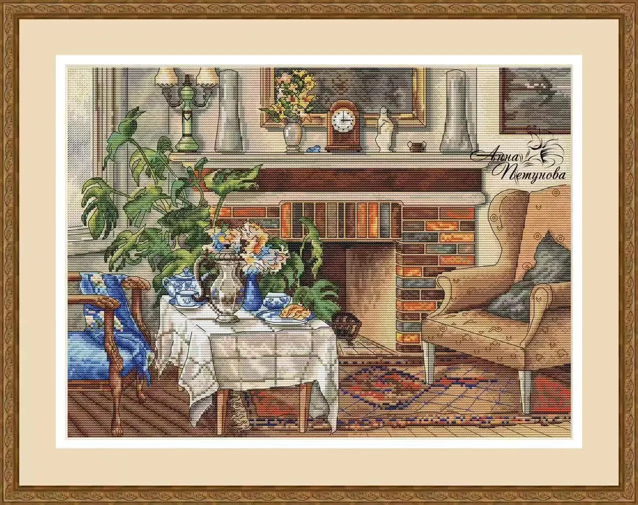 Cross Stitch Kit Let  Beside the fireplace 50-39 55-40 28ct 32ct 14ct Metallic fabric   Cloth hand Embroidery Material Kit