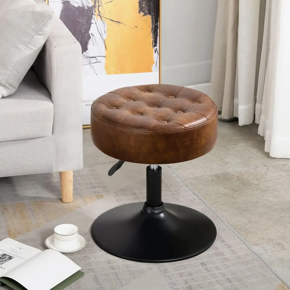 

makeup vanity chair bedroom furniture stool chair16 ButtonTufted Vanity Stool For Makeup Room MidCentury Faux Leather Round Otto