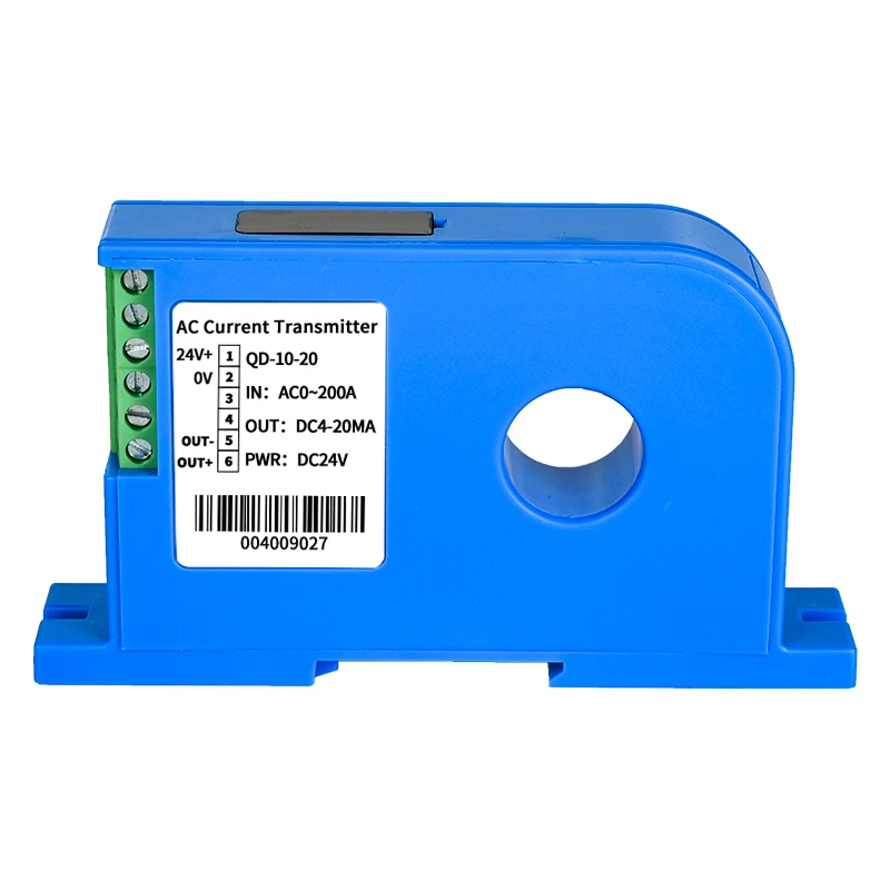Akurasi tinggi AC transduser arus 50A 100A 600A 4-20mA 0-20mA 0-10V RS485 20/35mm lubang DC24V AC pemancar arus