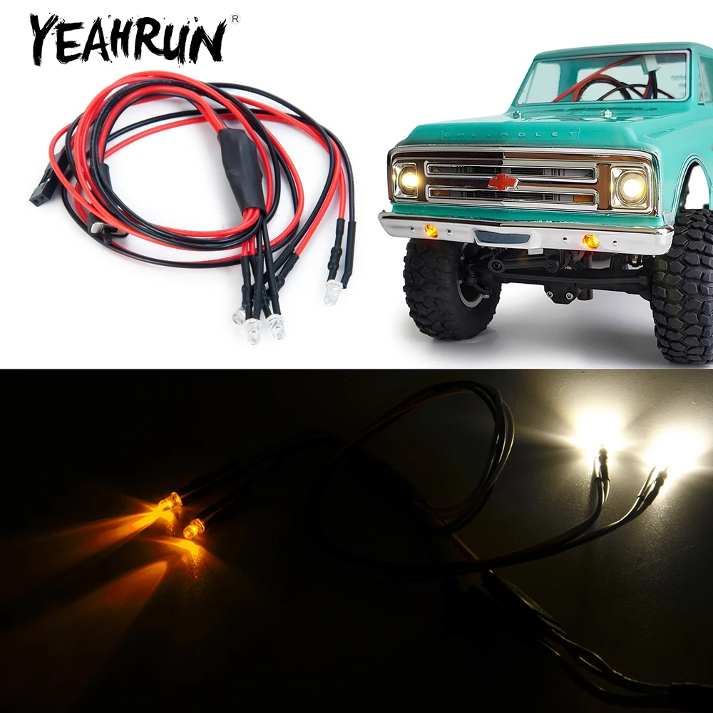 YEAHRUN Front LED Headlight Bumper Light Lamp Set for Axial SCX24 90081 AXI00001 AXI00002 AXI00005 AXI00006 1/24 RC Crawler Car