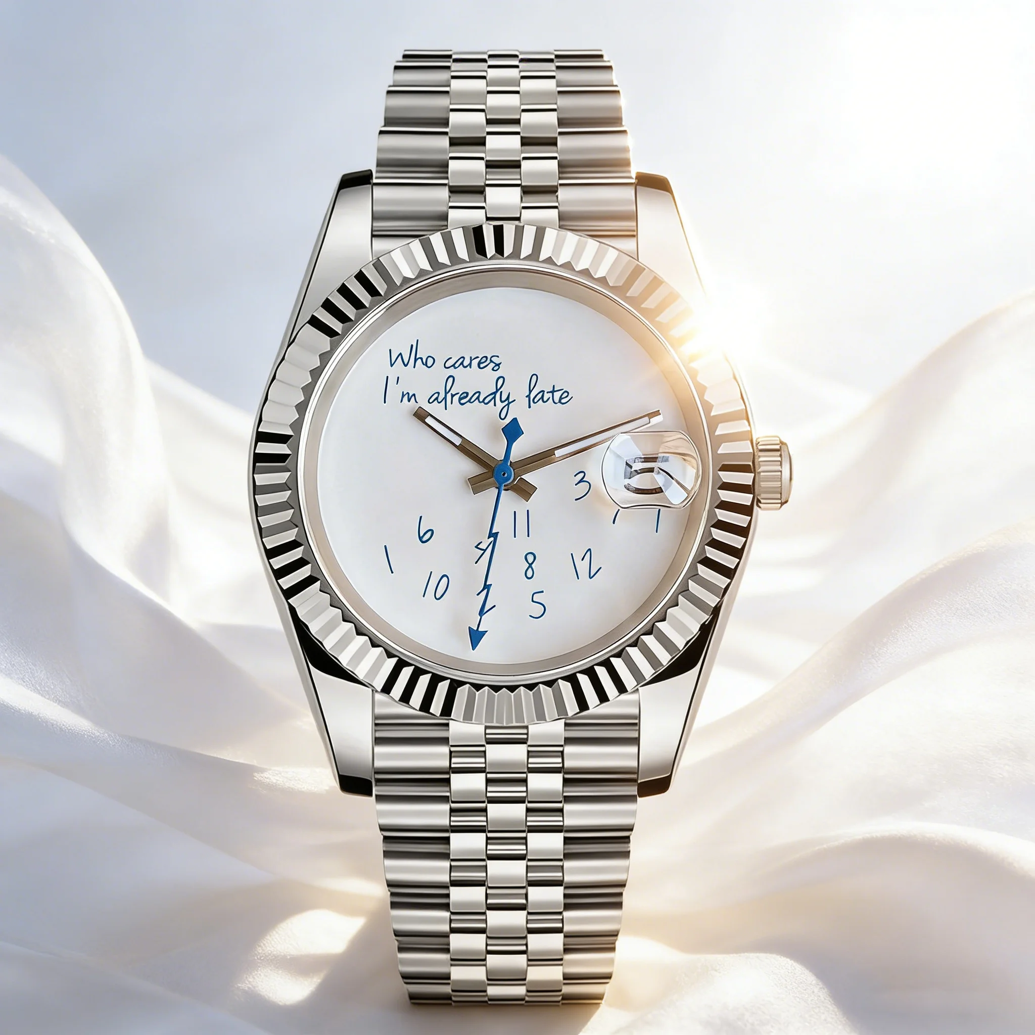 

Tandorio Classic Fashion Who Cares,Im Already Late Watch 36mm/39mm Sapphire Glass 20ATM White Dial NH35 Diver Men Watch Jubilee